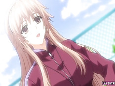 Он улёгся на пол и попросил хентай девку подрочить хуй сиськами