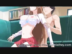 Поставил на колени сисястую хентай подружку и дал отсосать член