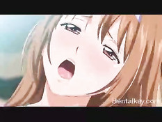 Поставил на колени сисястую хентай подружку и дал отсосать член