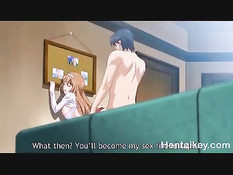 Поставил на колени сисястую хентай подружку и дал отсосать член