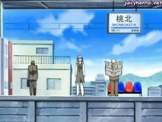 Развратная хентай медсестра села на парня и подрочила сиськами