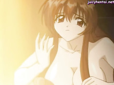 Развратная хентай медсестра села на парня и подрочила сиськами