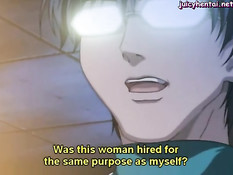 Развратная хентай медсестра села на парня и подрочила сиськами