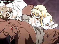 Здоровый мужик трахает аниме девушку раком и заставляет сосать