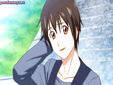 Длинноволосая хентай девка впервые попробовала анальный секс