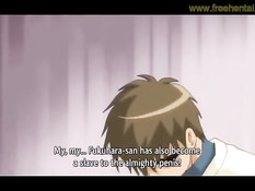 Две сисястые хентай девушки занимаются сексом с общим знакомым