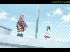 Две сисястые хентай девушки занимаются сексом с общим знакомым