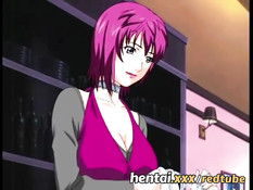 Грудастая хентай барменша ебётся с пареньком в позе наездницы