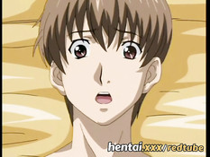 Грудастая хентай барменша ебётся с пареньком в позе наездницы