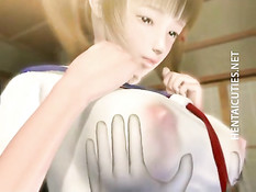 Сисястая 3D девушка выдаивает молоко из своих сисек и сосёт хуй