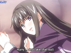 Парень разорвал колготки сисястой хентай девушке и засадил член