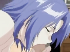 Пьяная подружка с голубыми волосами сосёт член и ебётся с парнем