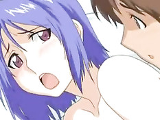 Пьяная подружка с голубыми волосами сосёт член и ебётся с парнем