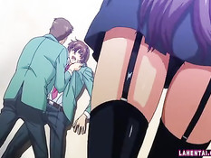 Развратная хентай студентка в подворотне ебётся раком с парнем