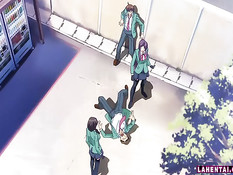 Развратная хентай студентка в подворотне ебётся раком с парнем