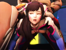 Групповой секс парня с девушками Mercy и DVA из игры Overwatch