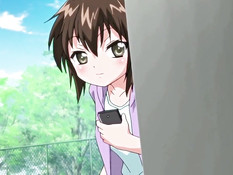 Развратная хентай девка подошла к парню сзади и подрочила член