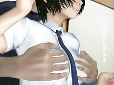 Он пригласил в дом милую 3D девушку и облизал её торчащие соски