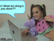 Заманил в гости молодую шлюшку Gia Paige и заставил сосать член