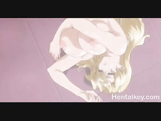 Сиськастую хентай блондиночку залили спермой на ганг банг оргии