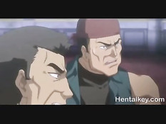 Сиськастую хентай блондиночку залили спермой на ганг банг оргии