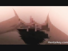 Молодую хентай брюнетку с большой грудью трахают в позе раком