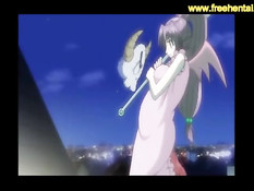 Беременная хентай девушка с красными волосами садится на парня