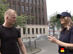 Привёз в лес и отымел раком молодую немецкую блондинку в очках