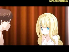 Развратные хентай блондинка и брюнетка трахают парня на кровати