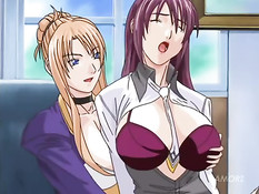 Сисястая хентай девка мастурбирует пока подруга ебётся с парнем