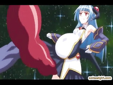 Щупальцы плотно обвивают и трахают светловолосую аниме девку