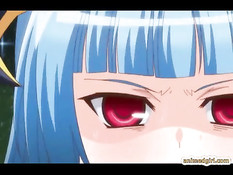 Щупальцы плотно обвивают и трахают светловолосую аниме девку