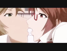 Очкастая хентай подруга в чулках подрочила ногами и села на член