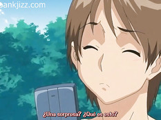 Грудастая аниме подруга с малиновыми волосами дрочила сиськами