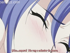 Грудастая аниме подруга с малиновыми волосами дрочила сиськами