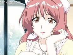 Грудастая аниме подруга с малиновыми волосами дрочила сиськами