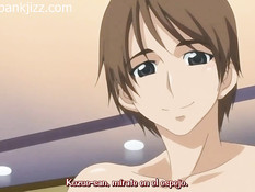 Грудастая аниме подруга с малиновыми волосами дрочила сиськами