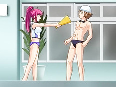 Милая хентай девушка отсосала в бассейне тренеру и дала в киску