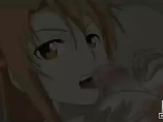 Аниме девушка подрочила воину хуй своими сиськами и дала в попу