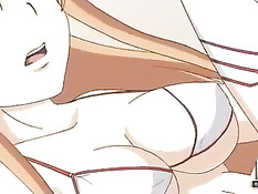 Аниме девушка подрочила воину хуй своими сиськами и дала в попу