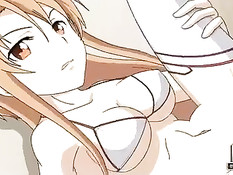 Аниме девушка подрочила воину хуй своими сиськами и дала в попу