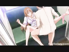 Отодрал на полу в позе раком и обкончал сисястую хентай девушку