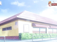 Хентай девчонка сосёт парню член и дрочит своей большой грудью