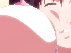 Хентай девчонка сосёт парню член и дрочит своей большой грудью