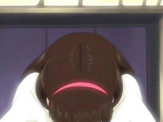 Хентай девчонка сосёт парню член и дрочит своей большой грудью