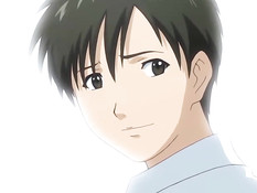 Хентай девчонка сосёт парню член и дрочит своей большой грудью