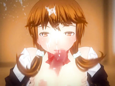 После хорошего отсоса хентай девку с хвостиками отодрали в киску