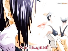 Две сисястые аниме девки затрахали парня в раздевалке бассейна