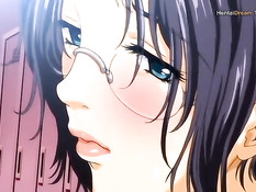 Две сисястые аниме девки затрахали парня в раздевалке бассейна