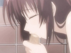 Соблазнительная хентай подруга подрочила член большой грудью